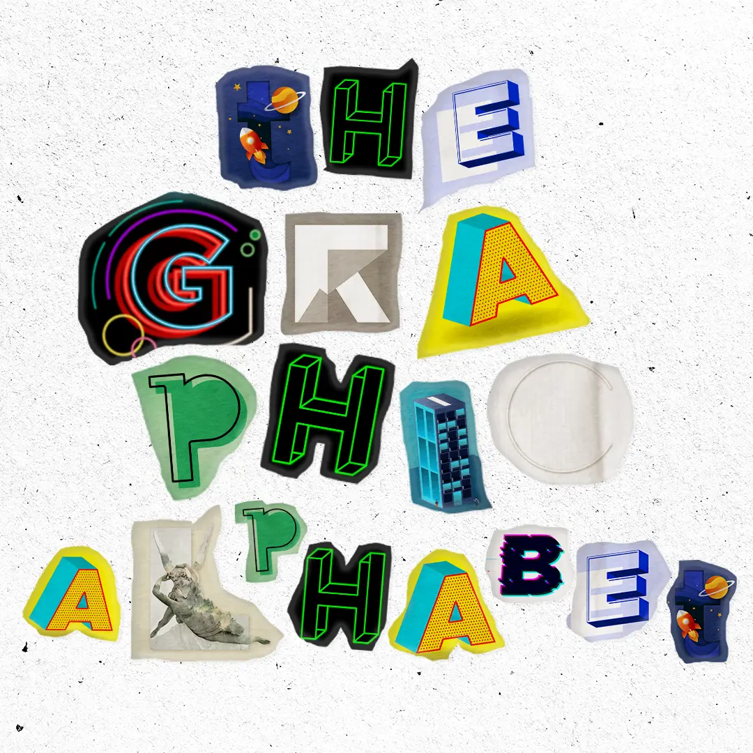 The Graphic Alphabet, progetto di tipografia sperimentale con 26 lettere in diversi stili di graphic design
